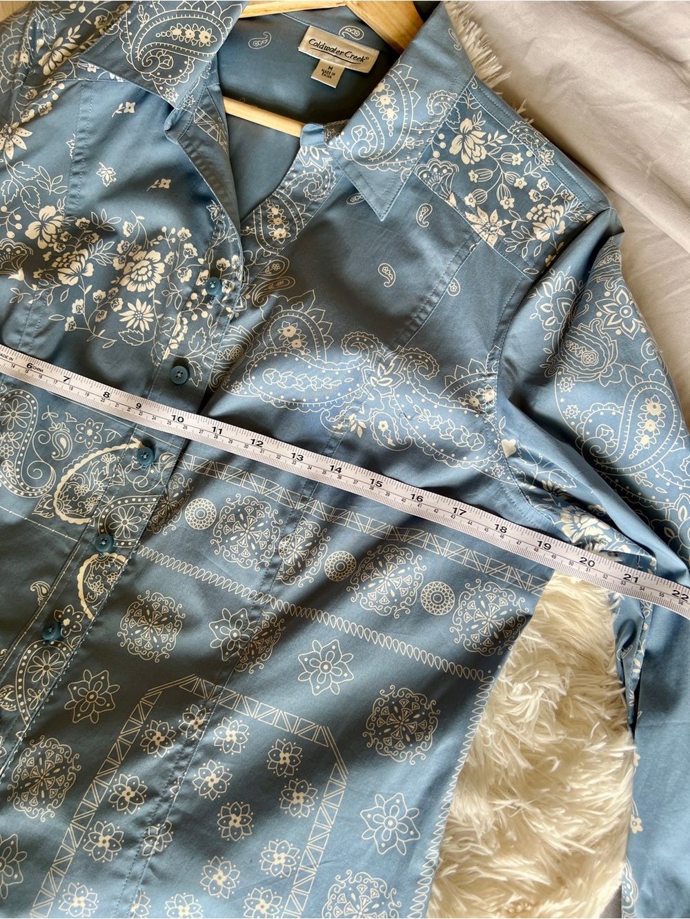 Coldwater Creek Slate Blue Paisley Button-Up Medium - Picture 6 of 9